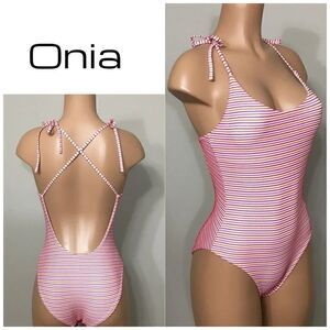 New. Onia textured stripe swimsuit. NWOT